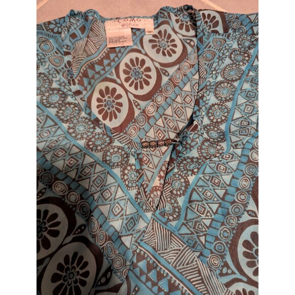Como women blue paisley print tunic blouse 3/4 Sleeve Size 1X - Picture 9 of 10